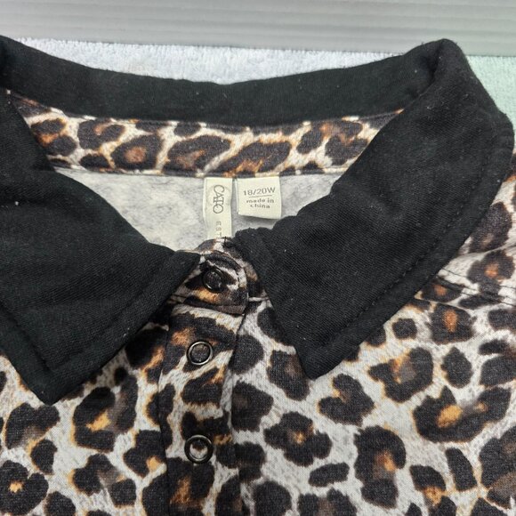 Cato Women's Collared Leopard Sweater - Picture 2 of 8